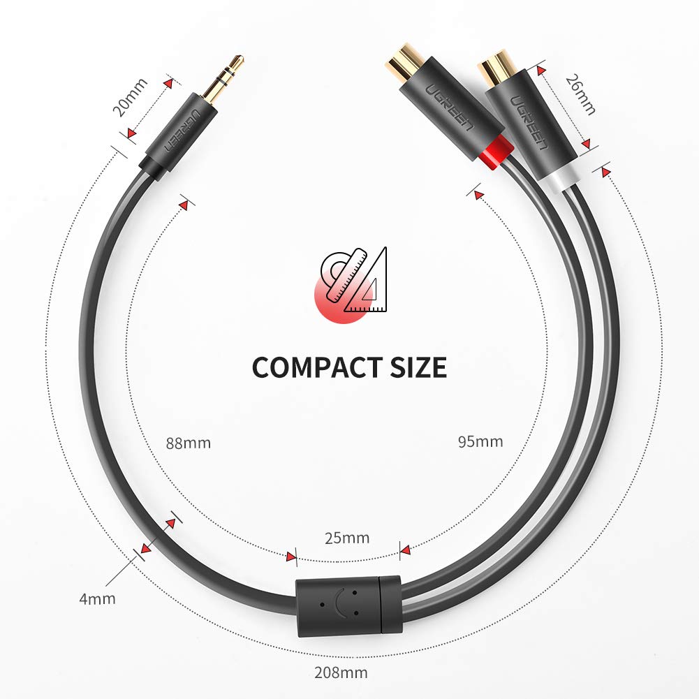 UGREEN 3.5mm Male to 2 RCA Female Cable (25cm) / 10547
