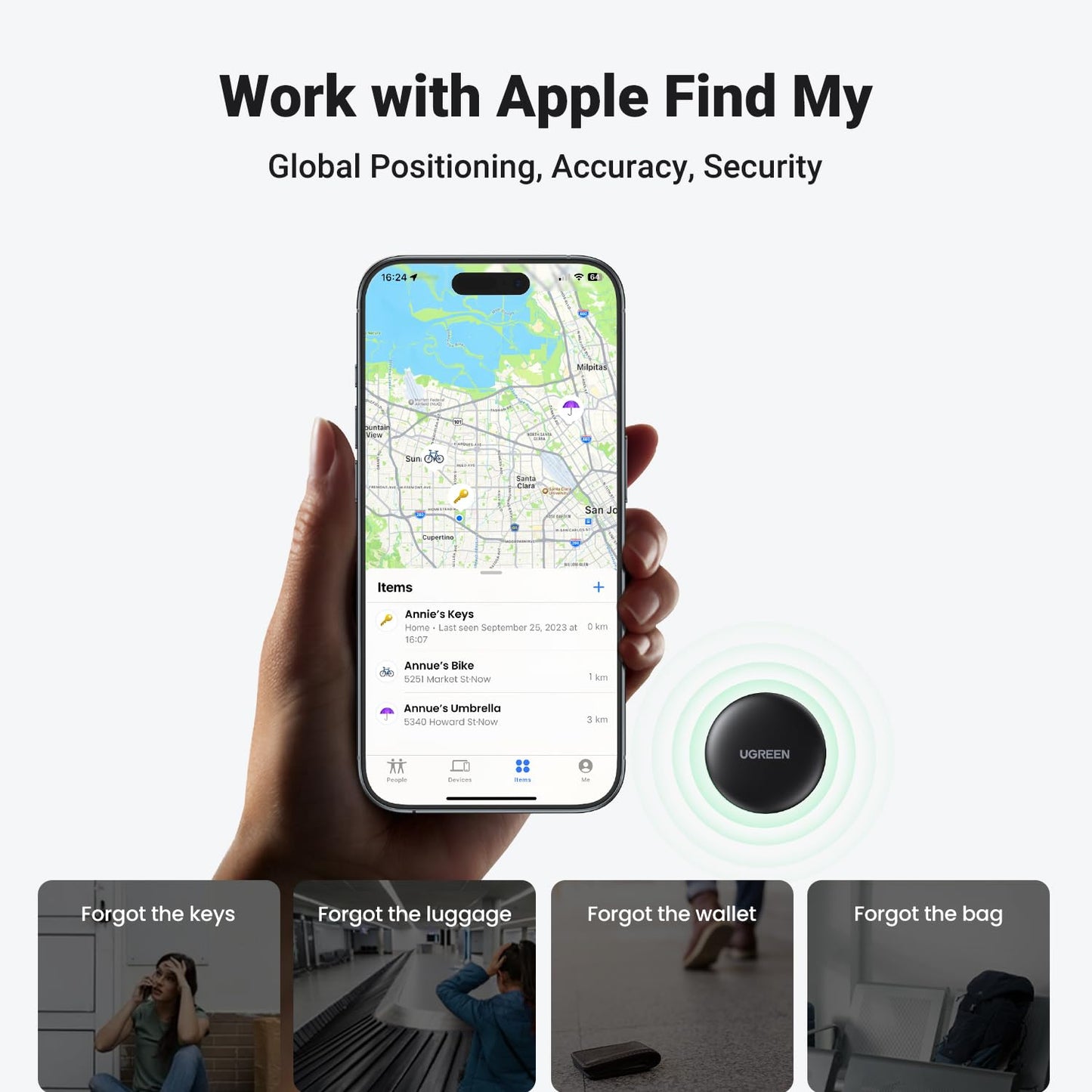 UGREEN Smart Item Finder (Apple Certified) Bluetooth Tracker / 60387