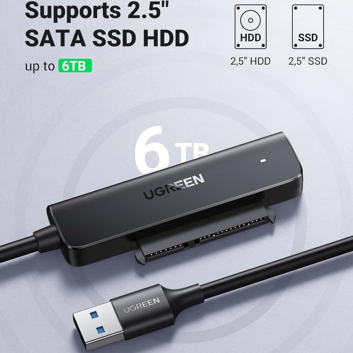 UGREEN USB 3.0 SATA Cable Adapter for SSD and Hard Drives 2.5 Inch External Hard Drive/70609