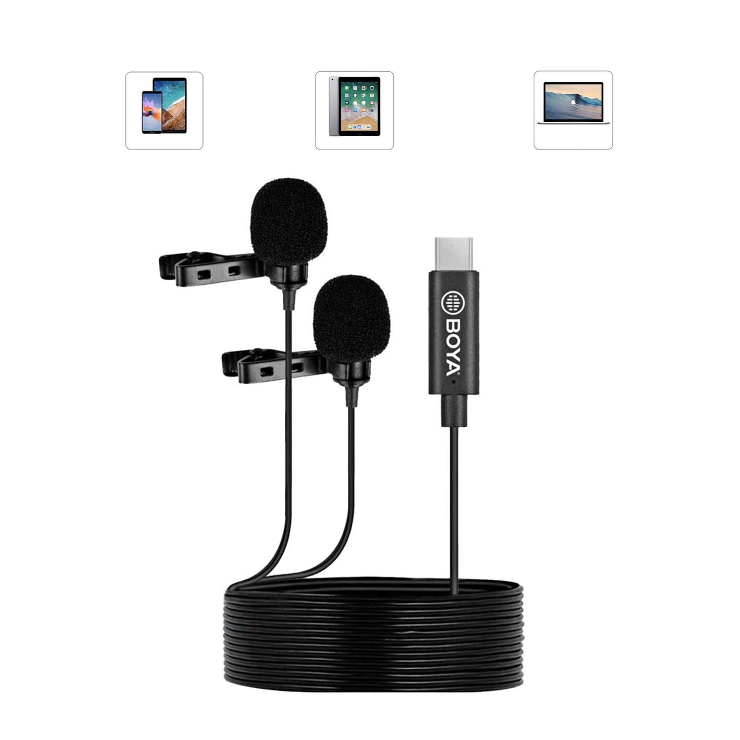 ميكروفون BOYA BY-M3D ثنائي الياقة بمنفذ USB من النوع C 