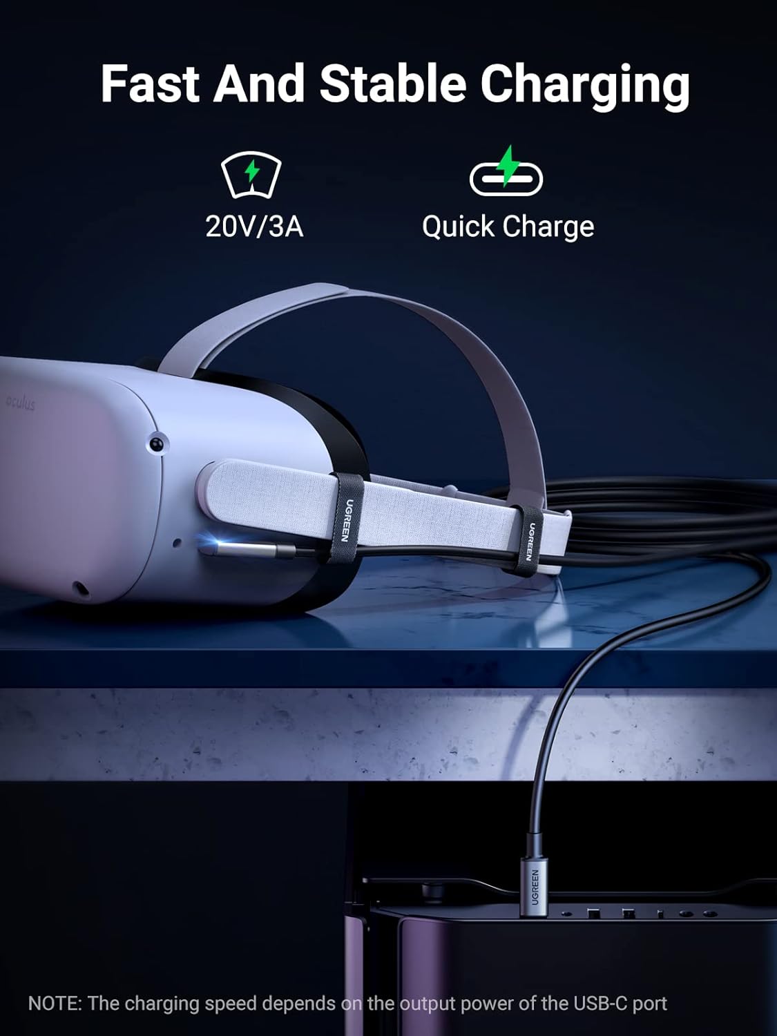 كابل UGREEN بزاوية قائمة من USB-C إلى USB-C VR Link بطول 5.00 متر / 90629
