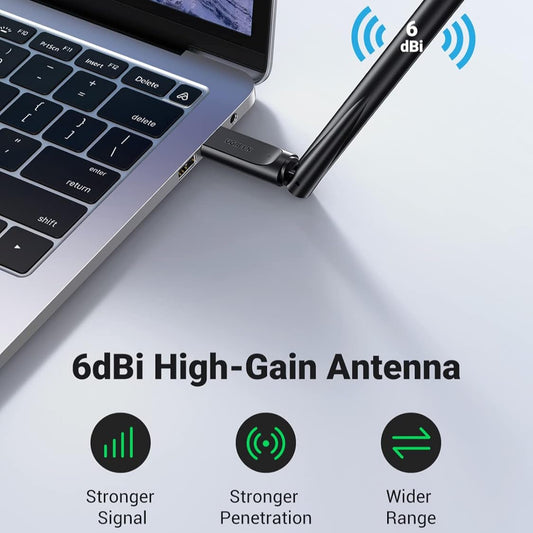 UGREEN AC650 USB WiFi Adapter for PC Desktop 6dBi Antenna / 90339