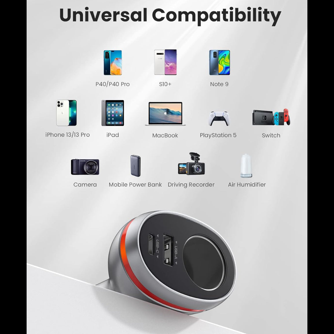 UGREEN Dual Port Single Extension PD 84W Car Charger / 60712