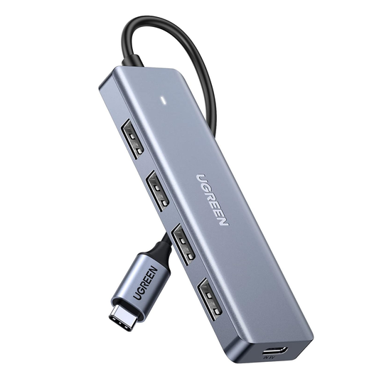 موزع يوجرين تايب سي إلى 4 منافذ USB 3.0 بسرعة تصل إلى 5 جيجابت في الثانية مع مصدر طاقة /70336
