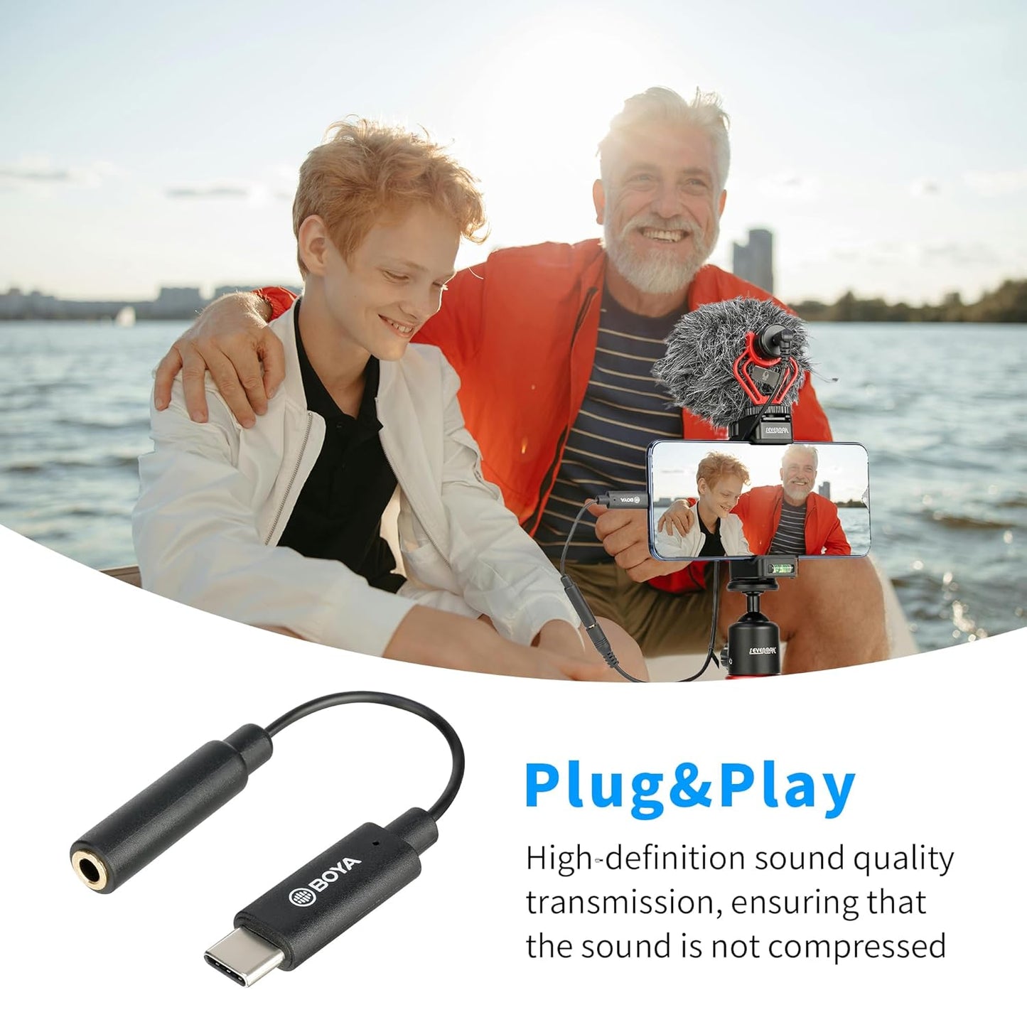 كابل محول USB Type-C ذكر إلى أنثى TRS مقاس 3.5 مم من BOYA BY-K4 