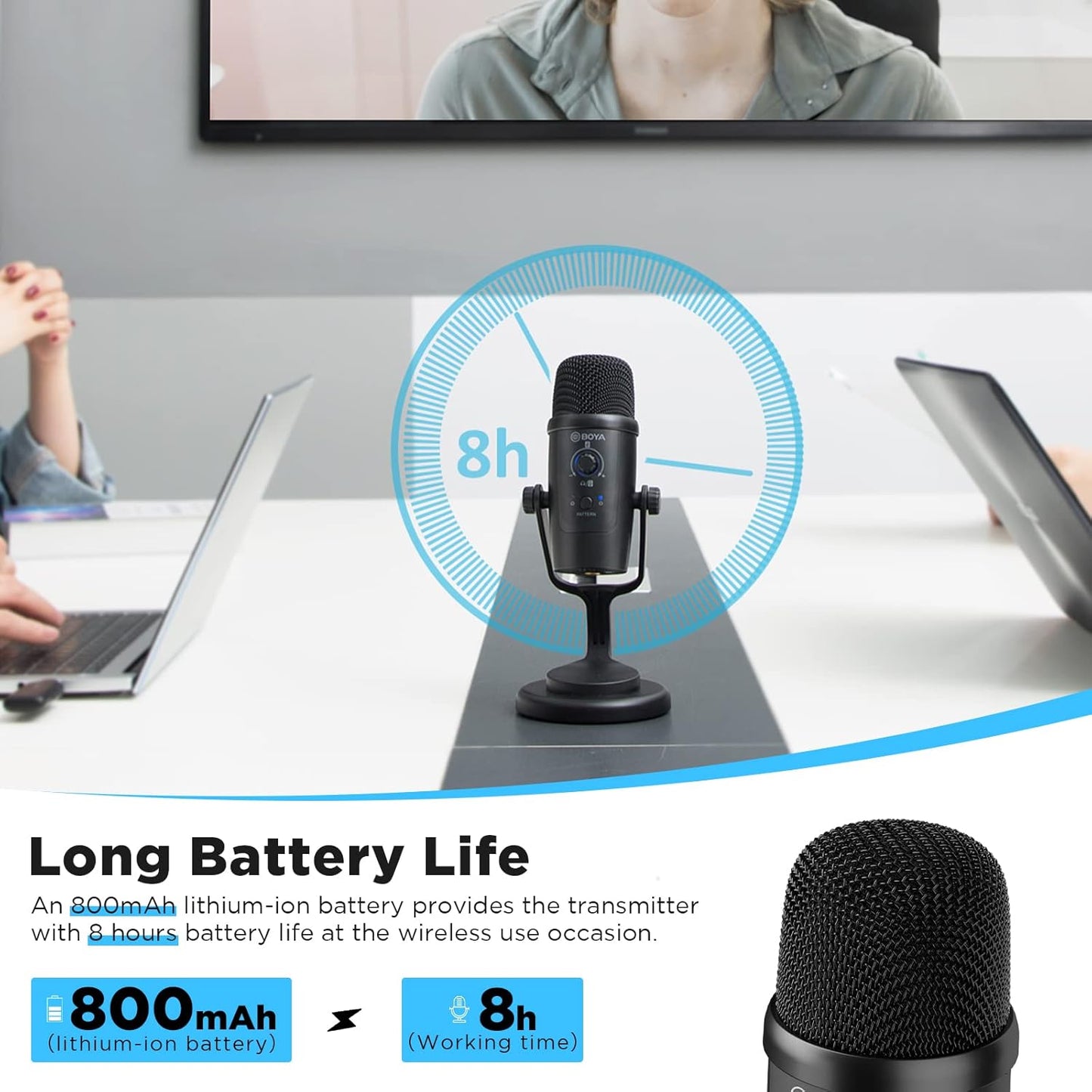 ميكروفون BOYA BY-PM500W ثنائي الوضع لاسلكي وسلكي متعدد الاتجاهات/كاردويد
