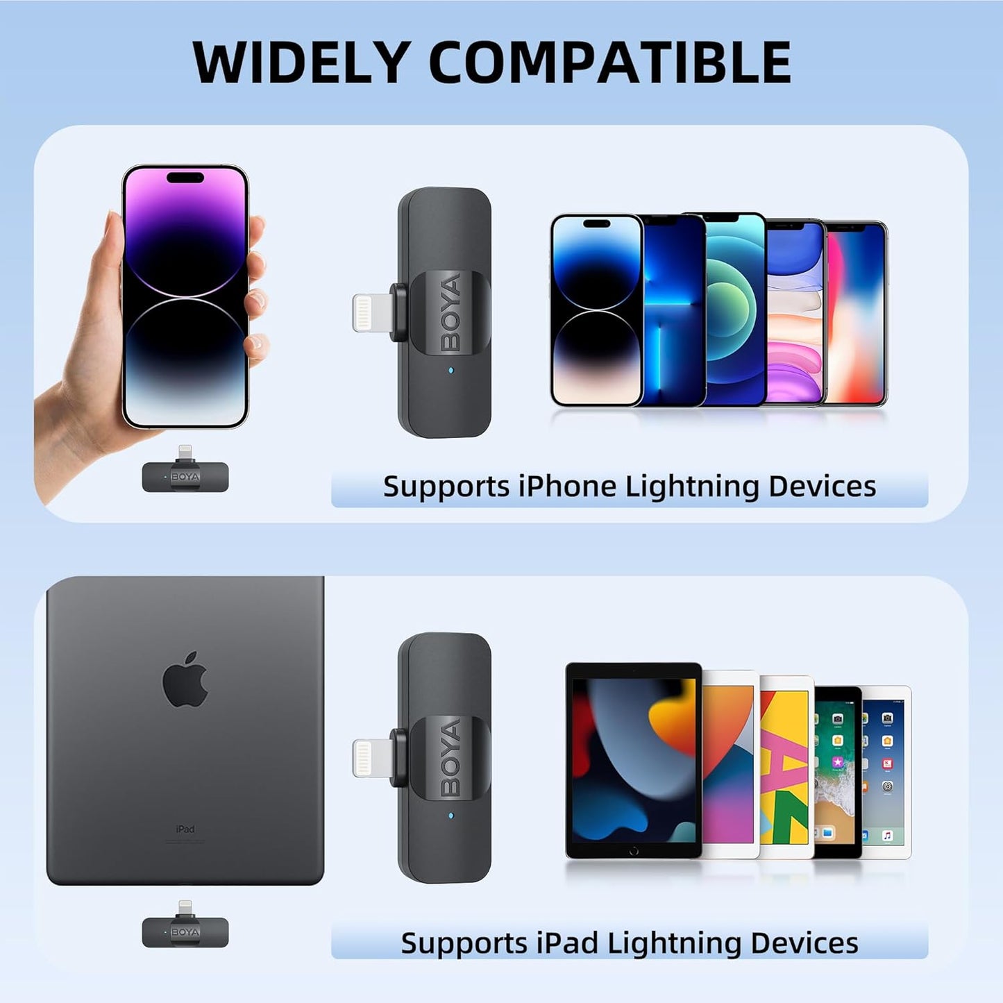 نظام ميكروفون لاسلكي BOYA BY-V1 Ultracompact 2.4GHz لأجهزة iPhone (ميكروفون واحد)