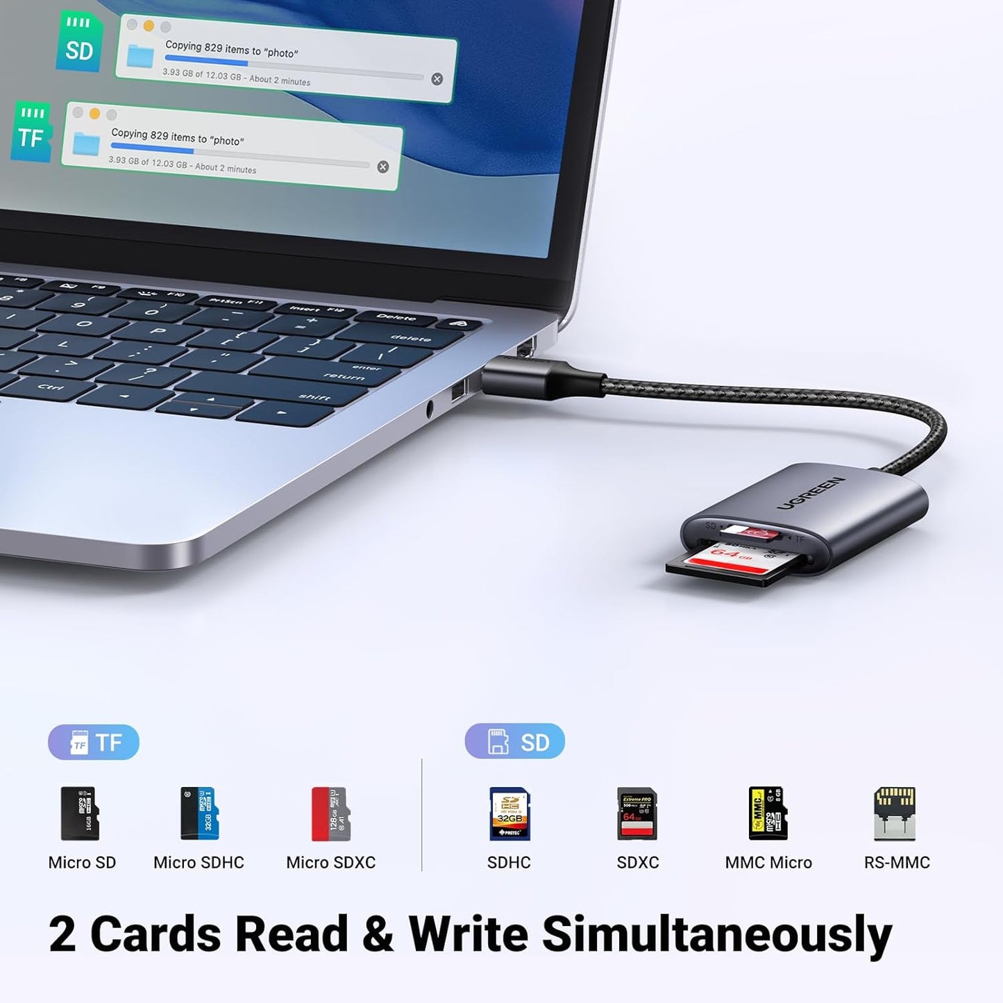 UGREEN 2 in 1 USB SD Card Reader /80887