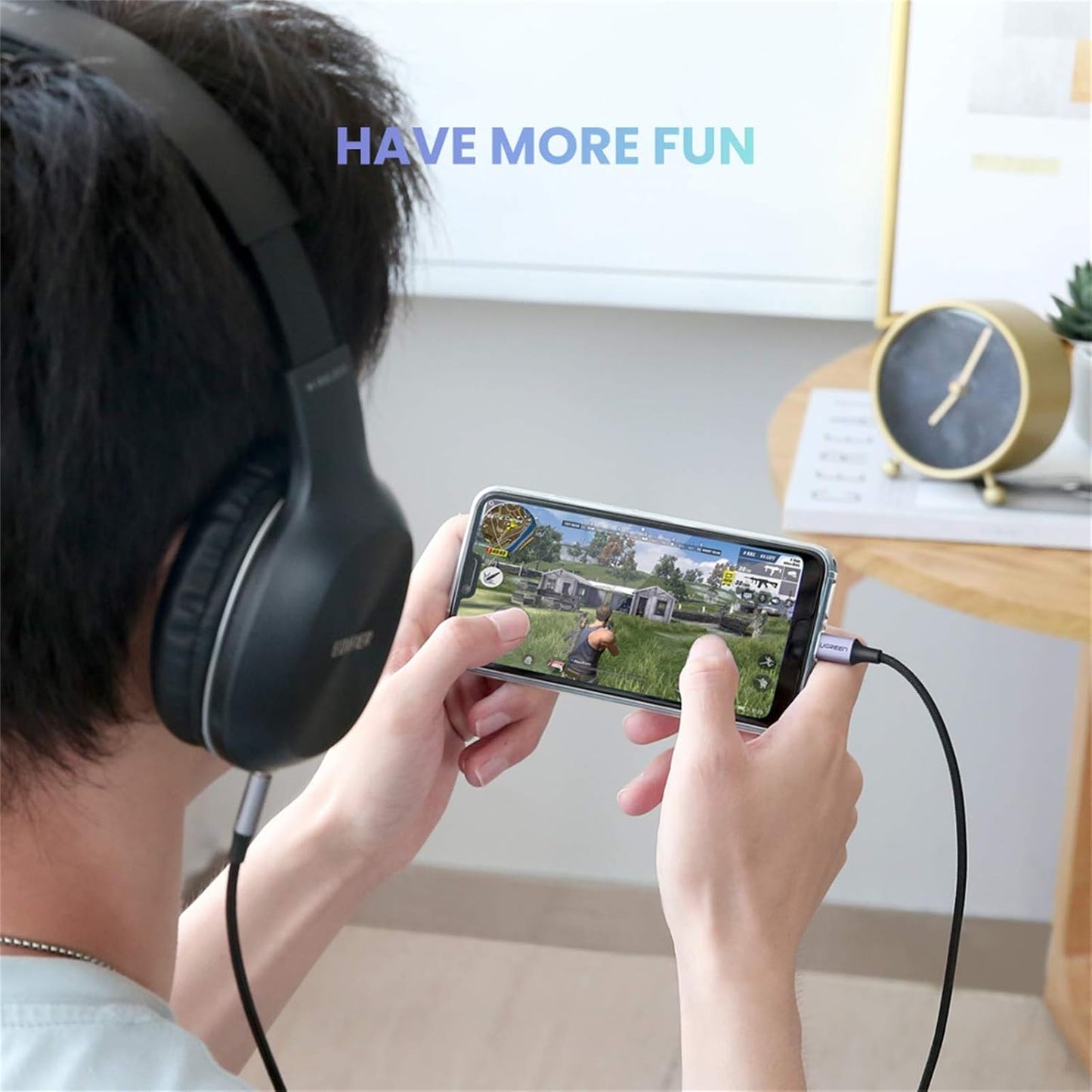 UGREEN USB C إلى 3.5 مم مضفر Aux إلى USB C سيارة ستيريو سماعة رأس جاك نوع C كابل سماعة الأذن / 30633