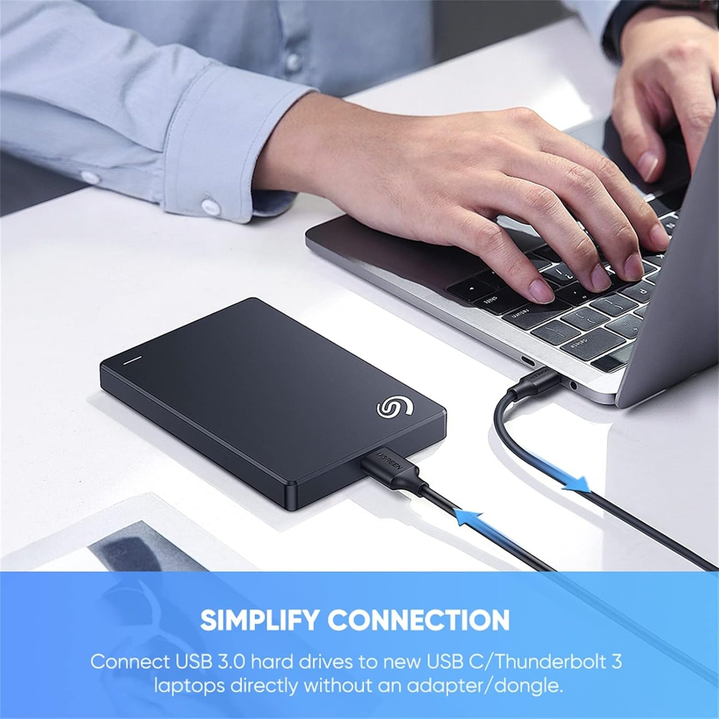 UGREEN USB C Hard Drive Cable, Micro B to Type C Lead Compatible (1Meter)/ 20103