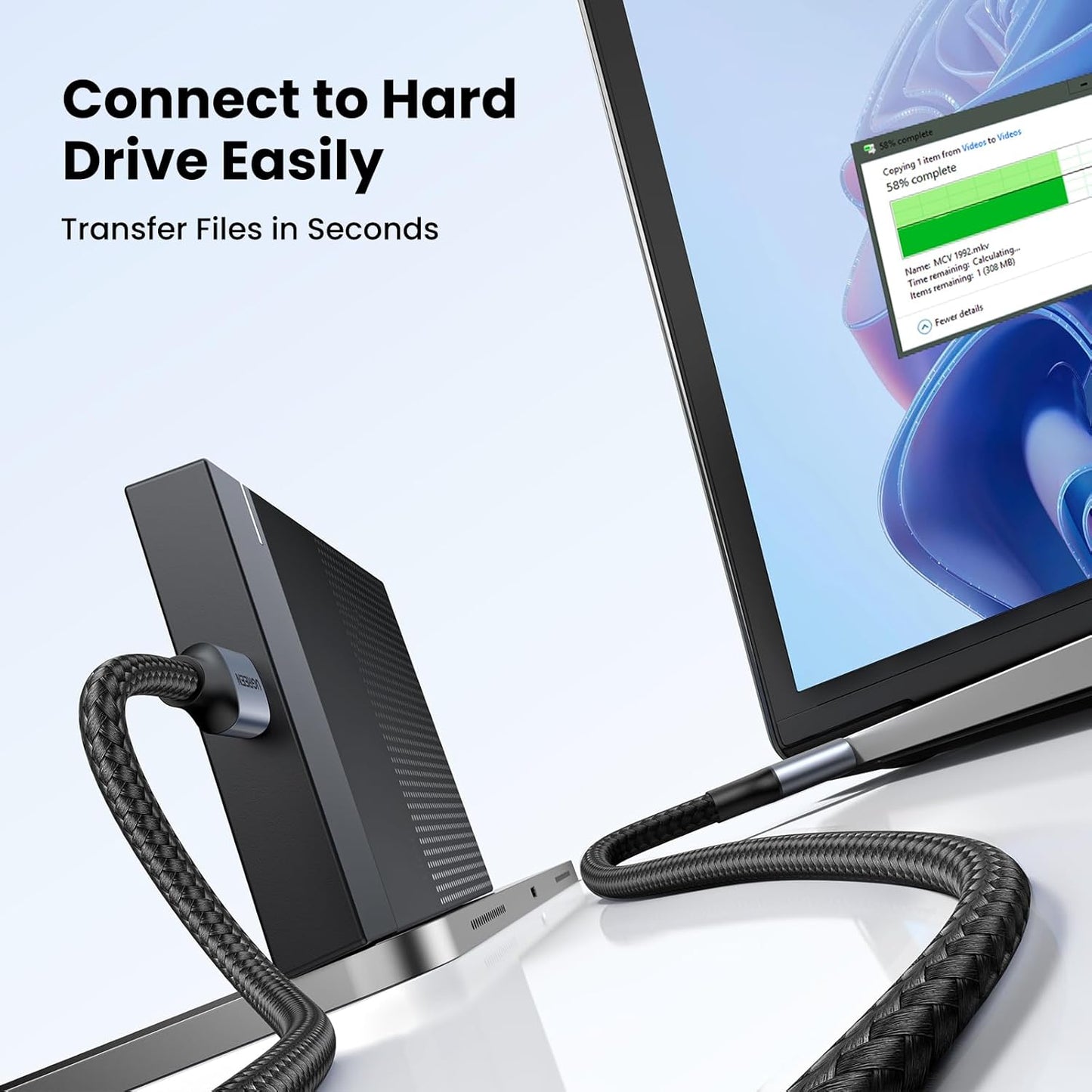 Ugreen USB 3.0 USB-A Male to USB-A Male Alu Case Braided Cable Black / US373