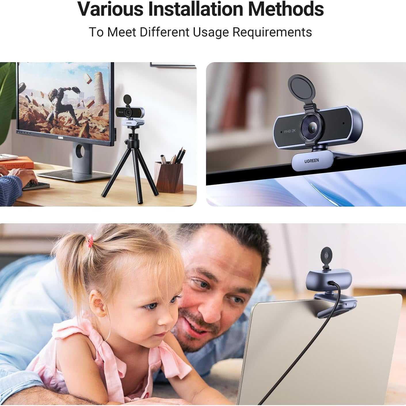 UGREEN 2K Webcam, Full HD 1080P Webcam for PC, Web Camera with Autofocus/25442