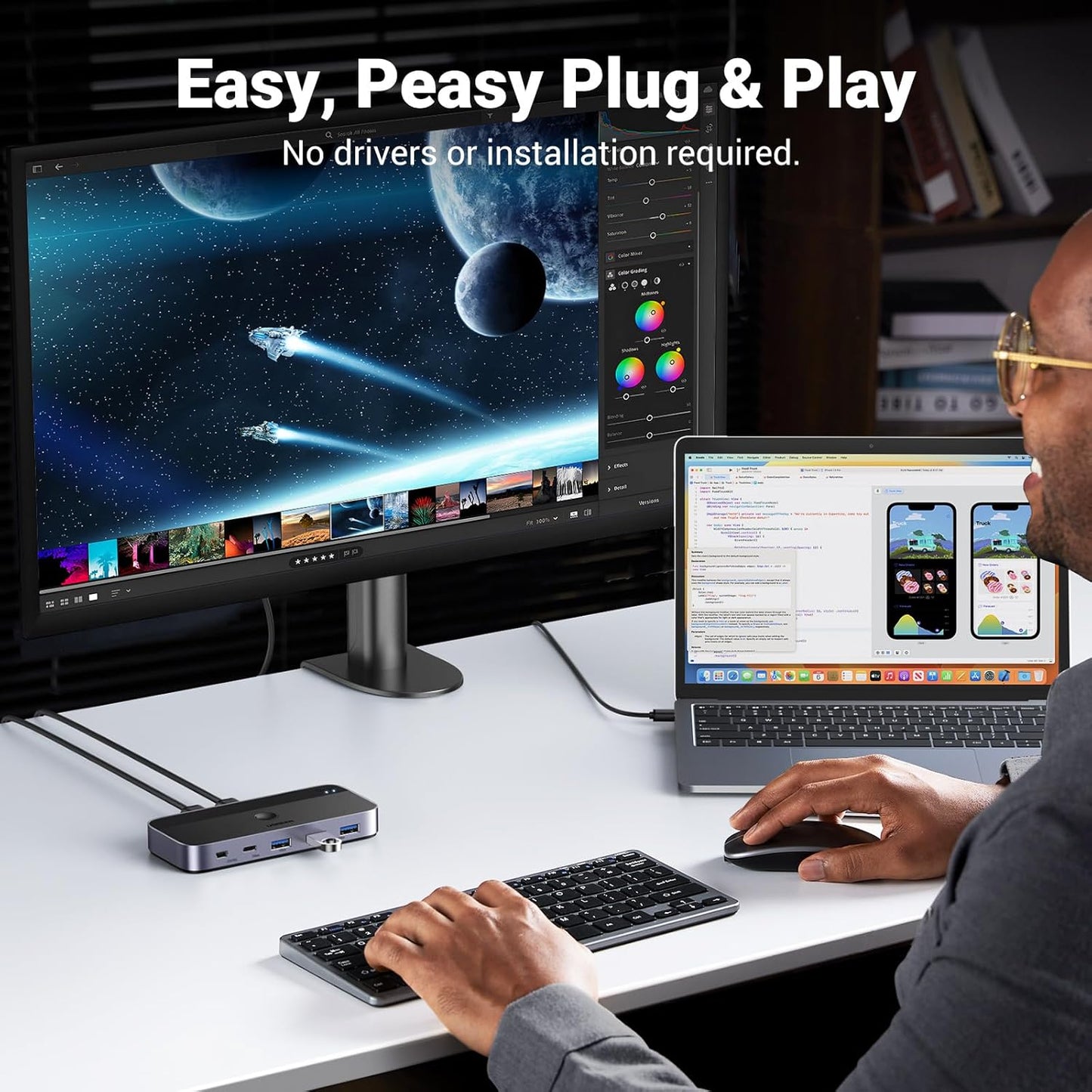 UGREEN USB 3.0 Switch 2 Computers Sharing USB C & A Devices / 15705