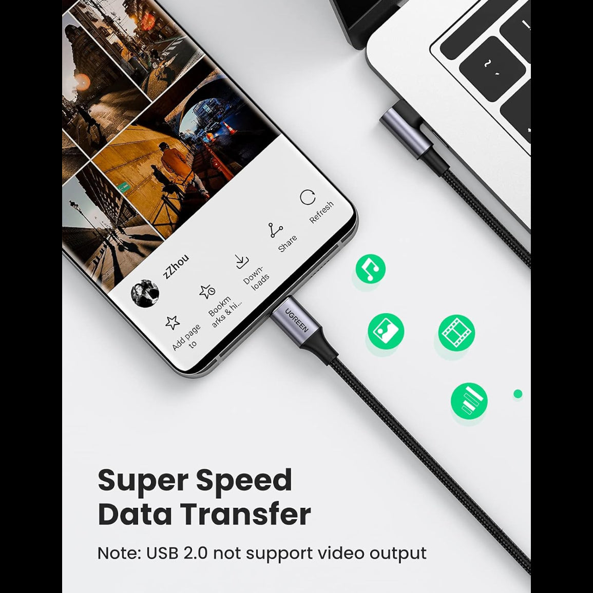 UGREEN 100W Right Angle USB C to USB C Fast Charging Cable / US334