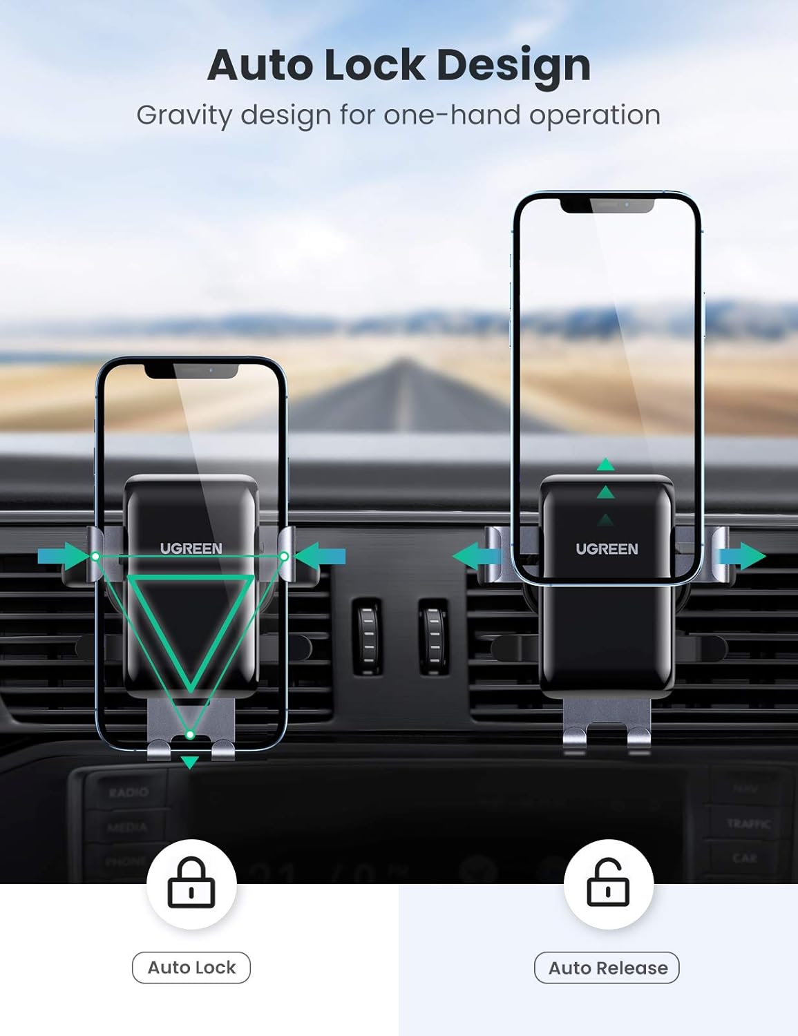 UGREEN Car Phone Holder ,Air Vent Gravity Mount / 30401