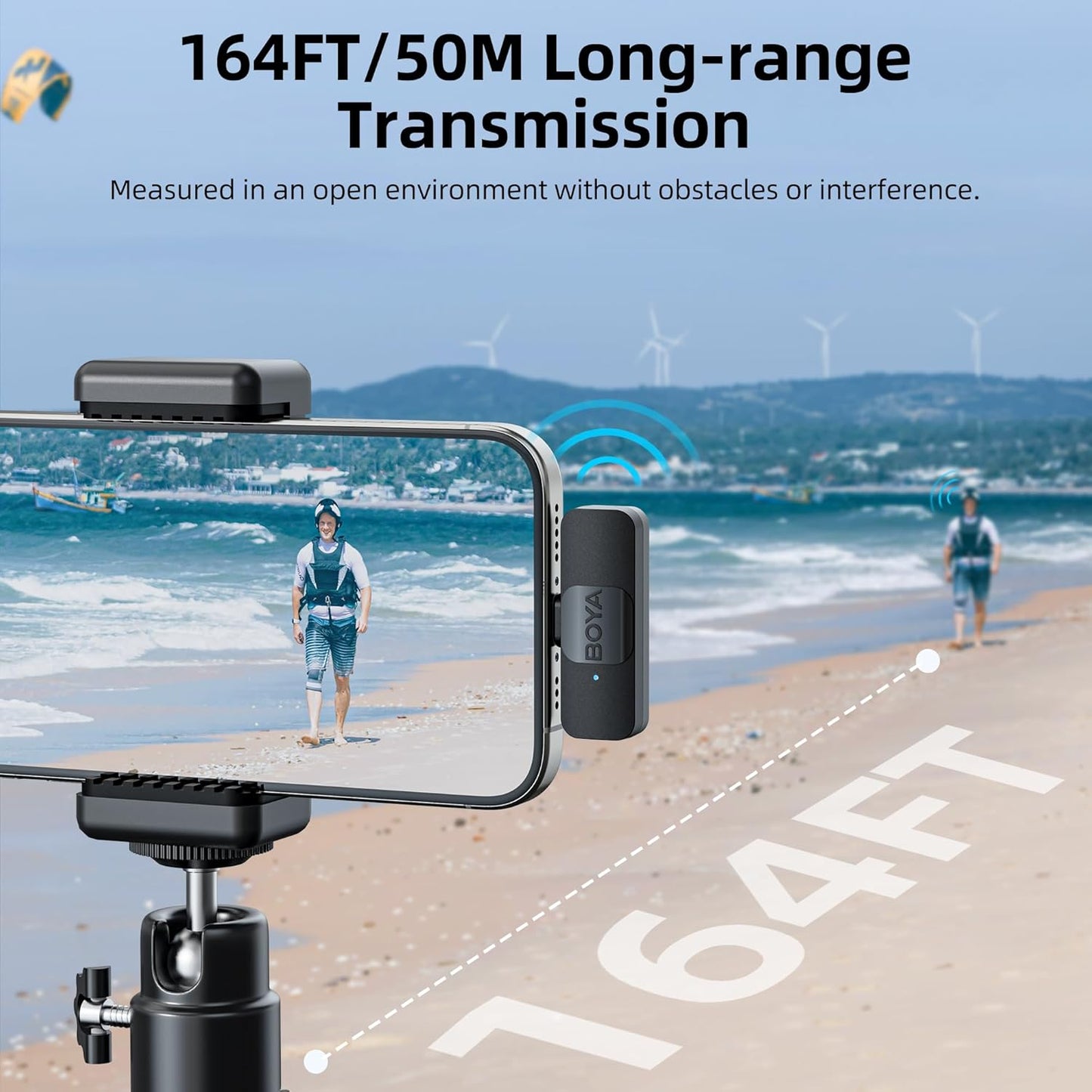 نظام ميكروفون لاسلكي BOYA BY-V1 Ultracompact 2.4GHz لأجهزة iPhone (ميكروفون واحد)