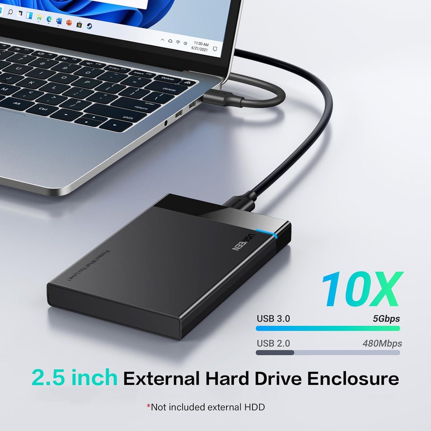 UGREEN 2.5″ علبة محرك الأقراص الصلبة USB 3.0 إلى SATA III محول /30848