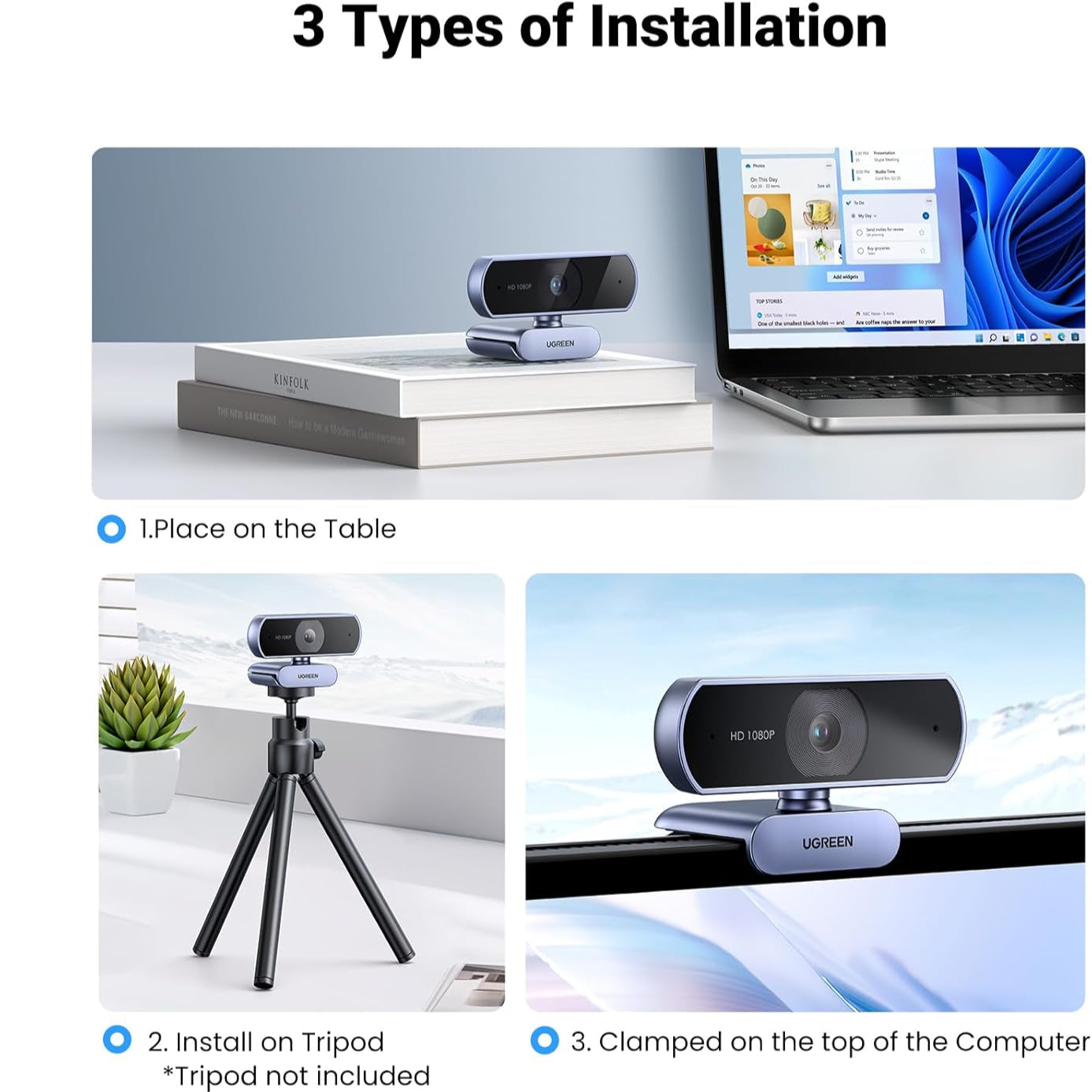 UGREEN 1080P Webcam with Microphone, Full HD USB Web Camera /15728