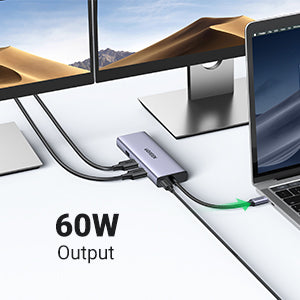 UGREEN USB-C to 2×USB 3.0+1×USB 2.0+2×HDMI+RJ45(1000M)+SD+TF+PD 4K60Hz / 90119