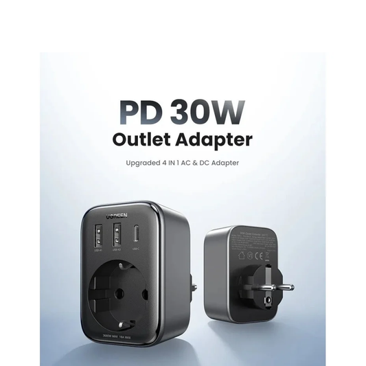 عظمة كهرباء يوجرين مخرج كهرباء و 3 منافذ شحن بقوة 30 واط  مدخل اروبي  / 90613