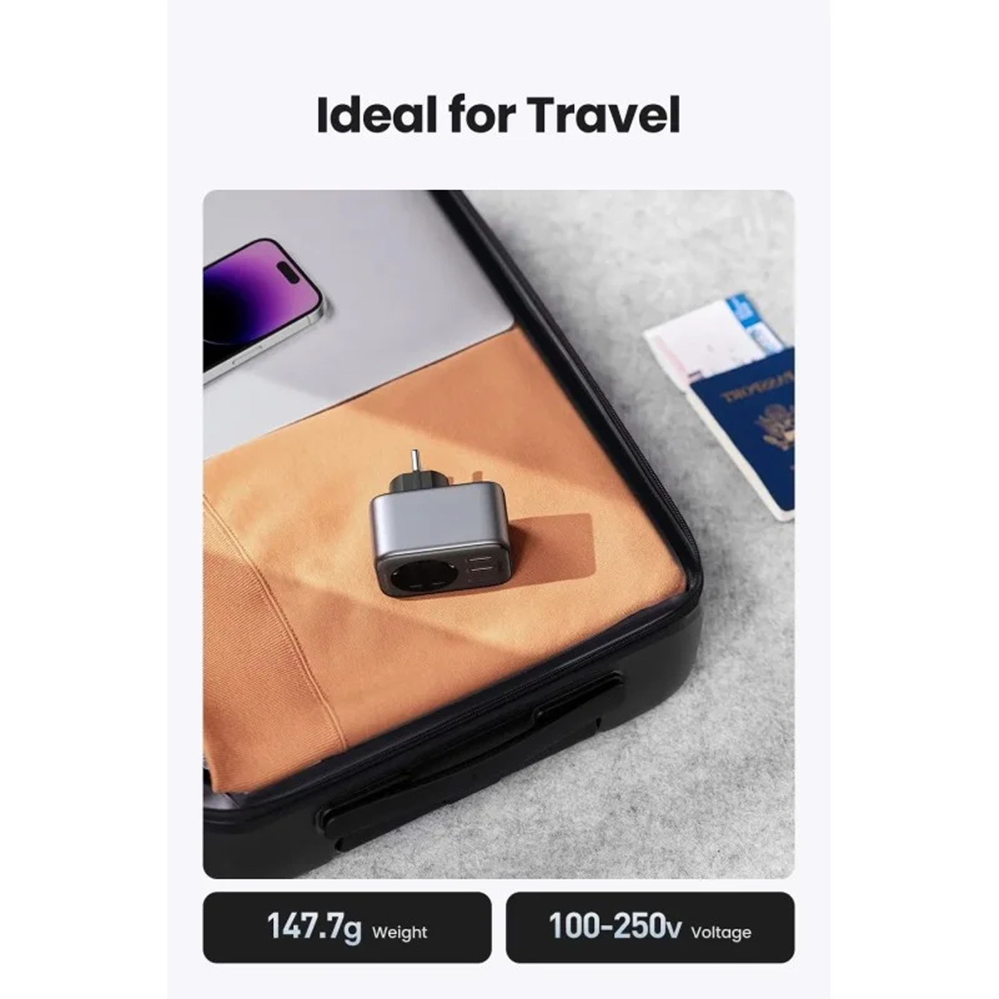 عظمة كهرباء يوجرين مخرج كهرباء و 3 منافذ شحن بقوة 30 واط  مدخل اروبي  / 90613