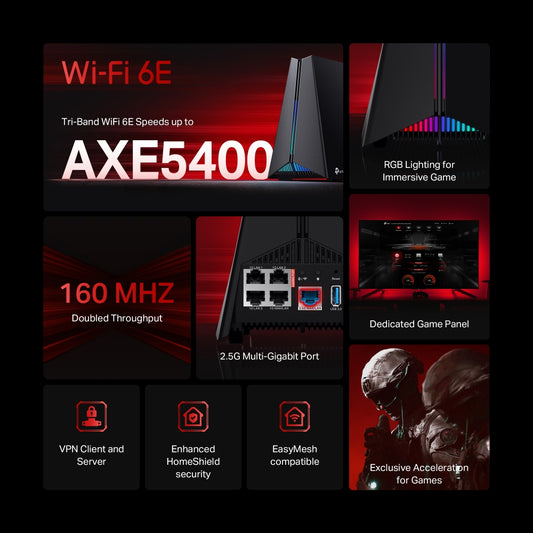 راوتر الألعاب TP-Link Archer GXE75 | AXE5400 ثلاثي النطاق Wi-Fi 6E