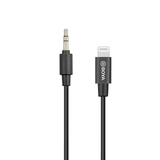 كابل محول Lightning معتمد من BOYA BY-K1 مقاس 3.5 مم ذكر إلى كابل Lightning معتمد من Apple MFi ذكر (20 سم) 