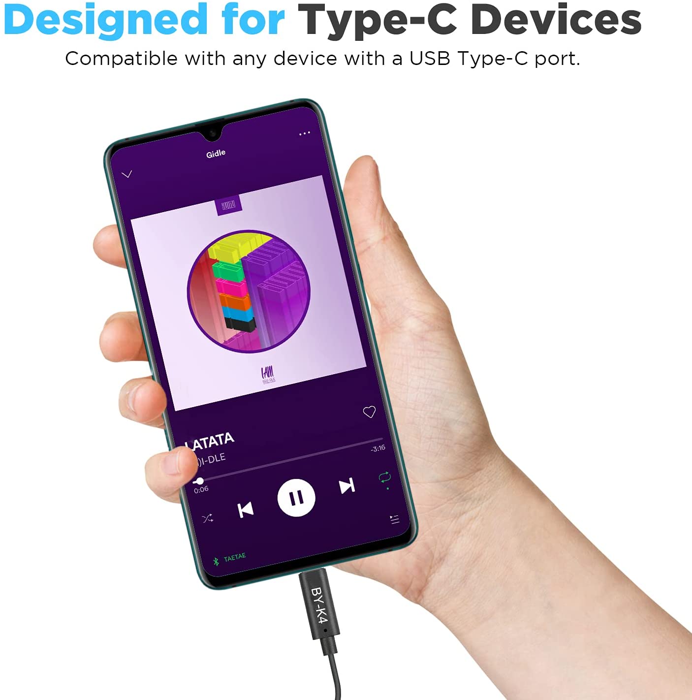 كابل محول USB Type-C ذكر إلى أنثى TRS مقاس 3.5 مم من BOYA BY-K4 