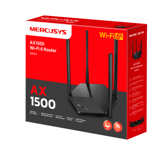 جهاز توجيه واي فاي 6 ثنائي النطاق Mercusys MR60X AX1500