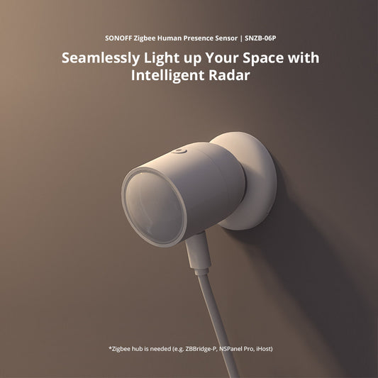 مستشعر الوجود البشري Sonoff SNZB-06P Zigbee - كشف متقدم لموجات المليمتر مع استشعار الضوء ومدى 4 أمتار