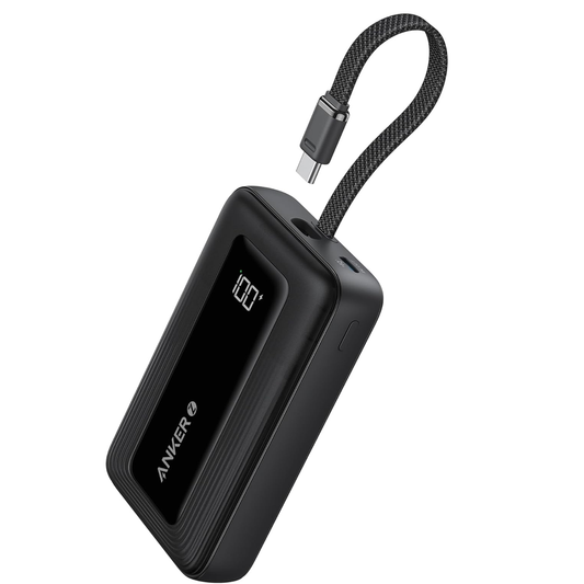 Anker A1688 Zolo Power Bank (10K, 30W) with a 5.4-inch (13.7 cm) built-in USB-C cable