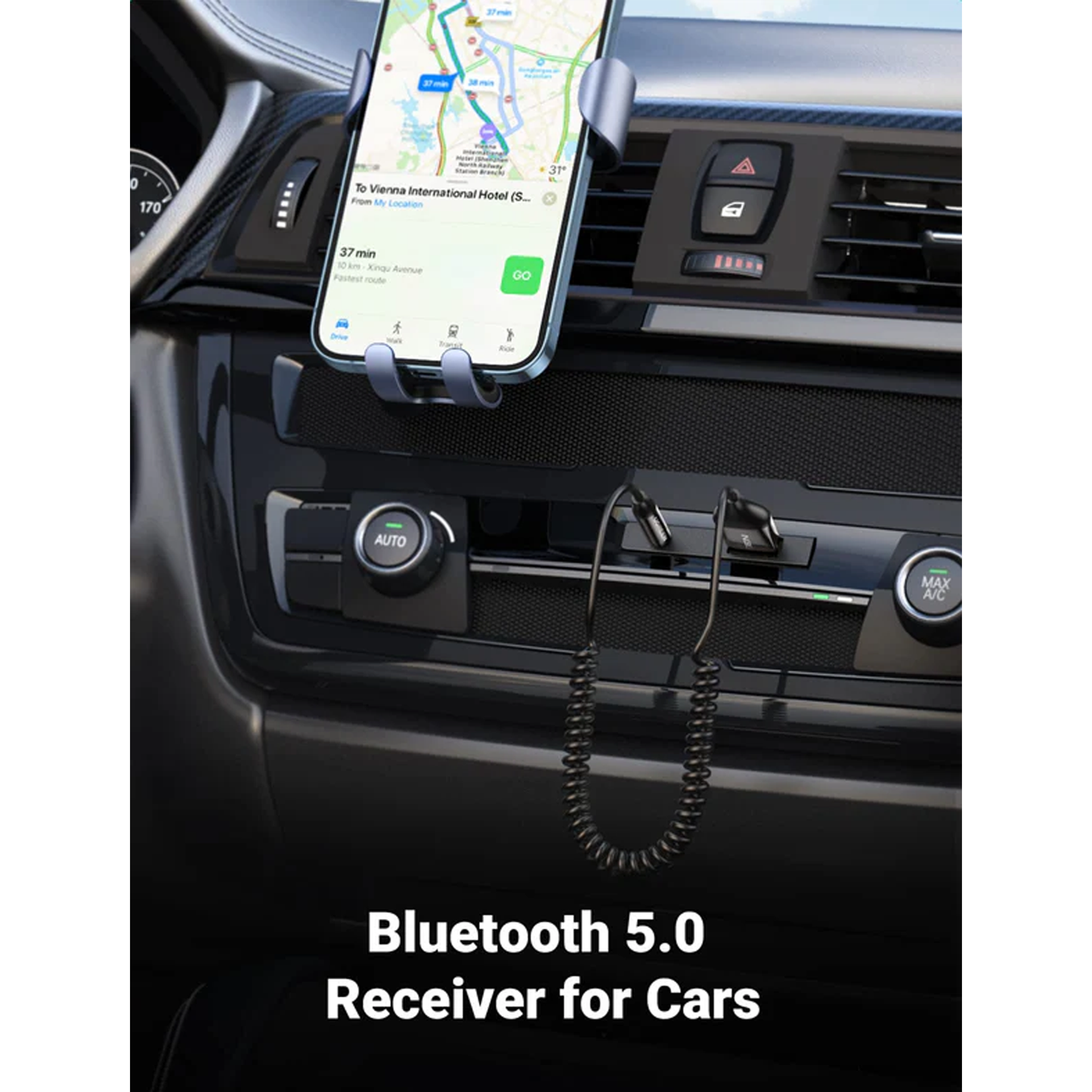 UGREEN Car Bluetooth 5.0 Receiver  Audio Adapter Black(5.0) / 70601