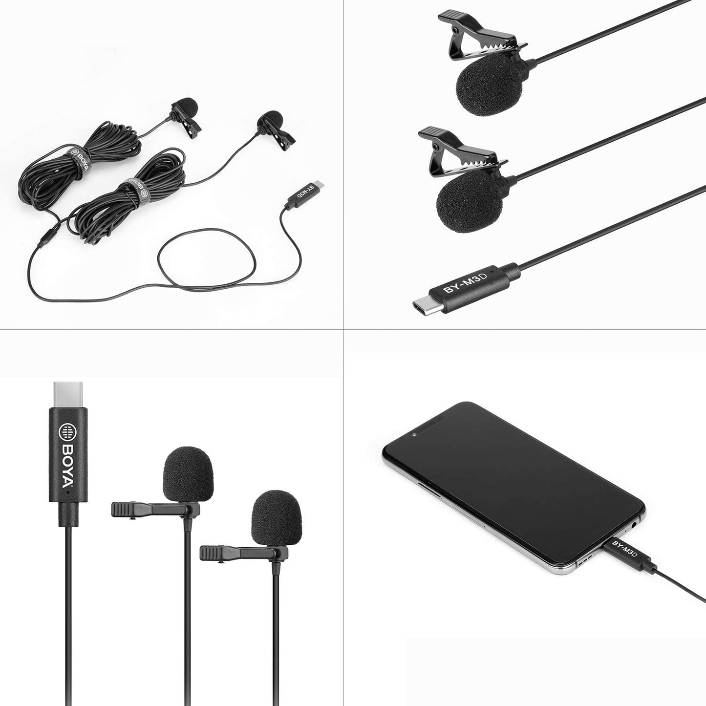 ميكروفون BOYA BY-M3D ثنائي الياقة بمنفذ USB من النوع C 