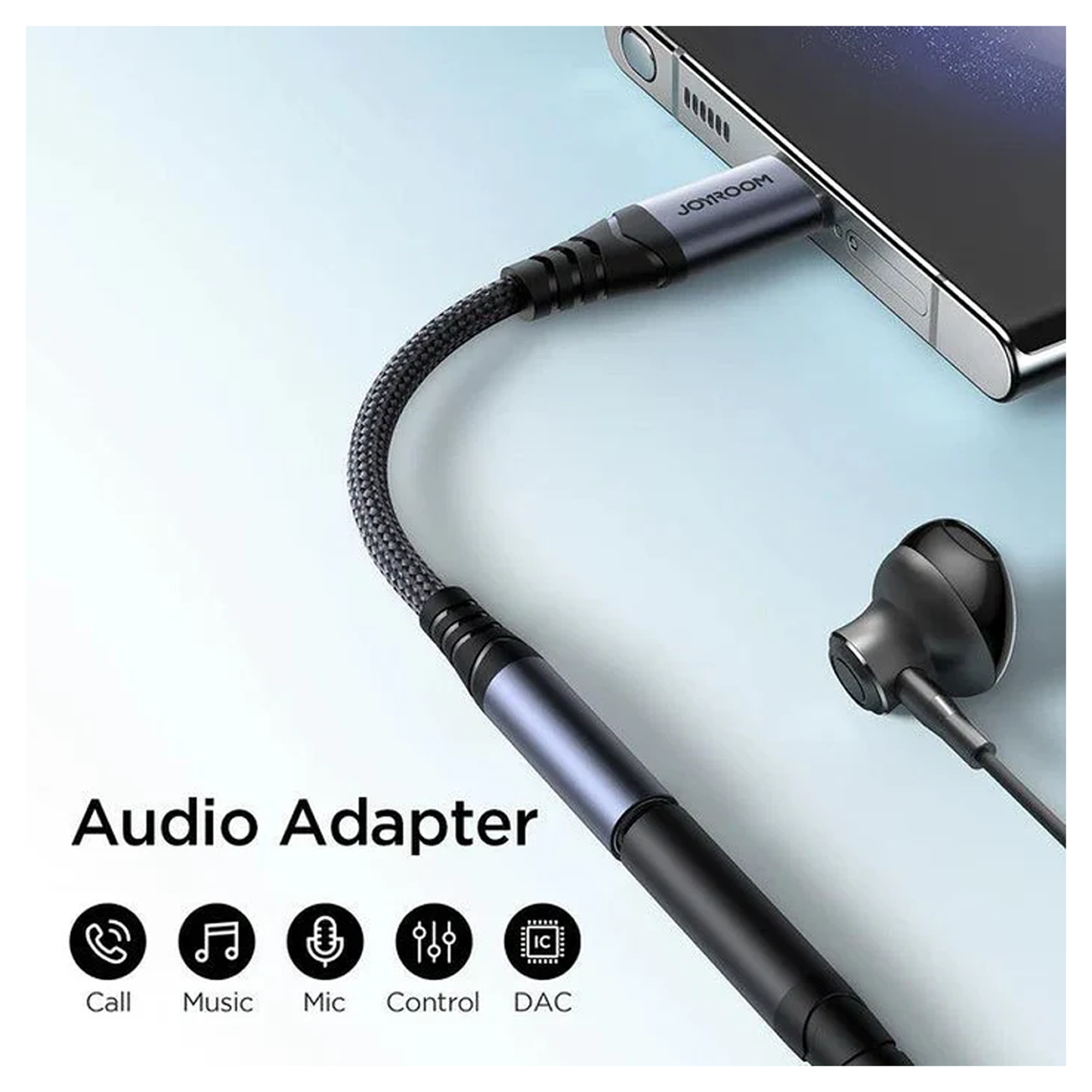 محول صوت سلسلة JOYROOM Audio-Transfer (من النوع C إلى 3.5 مم) - أسود/ SY-C01