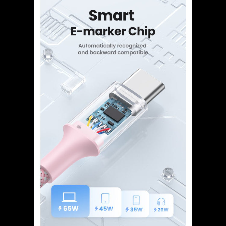 UGREEN USB-C to USB-C PD Fast Charging Braided Cable 5A Max /Multicolor/ L502