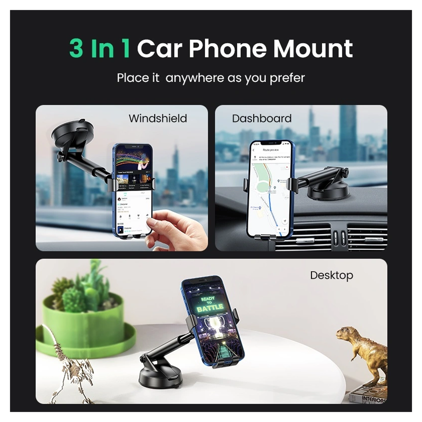 UGREEN Gravity Phone Holder with Suction Cup /LP200- 60990B