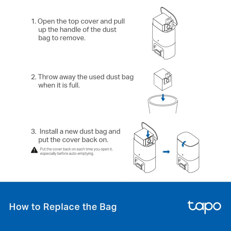 Tapo RVA202 | كيس غبار قابل للاستخدام لمرة واحدة للمكنسة الكهربائية الروبوتية Tapo