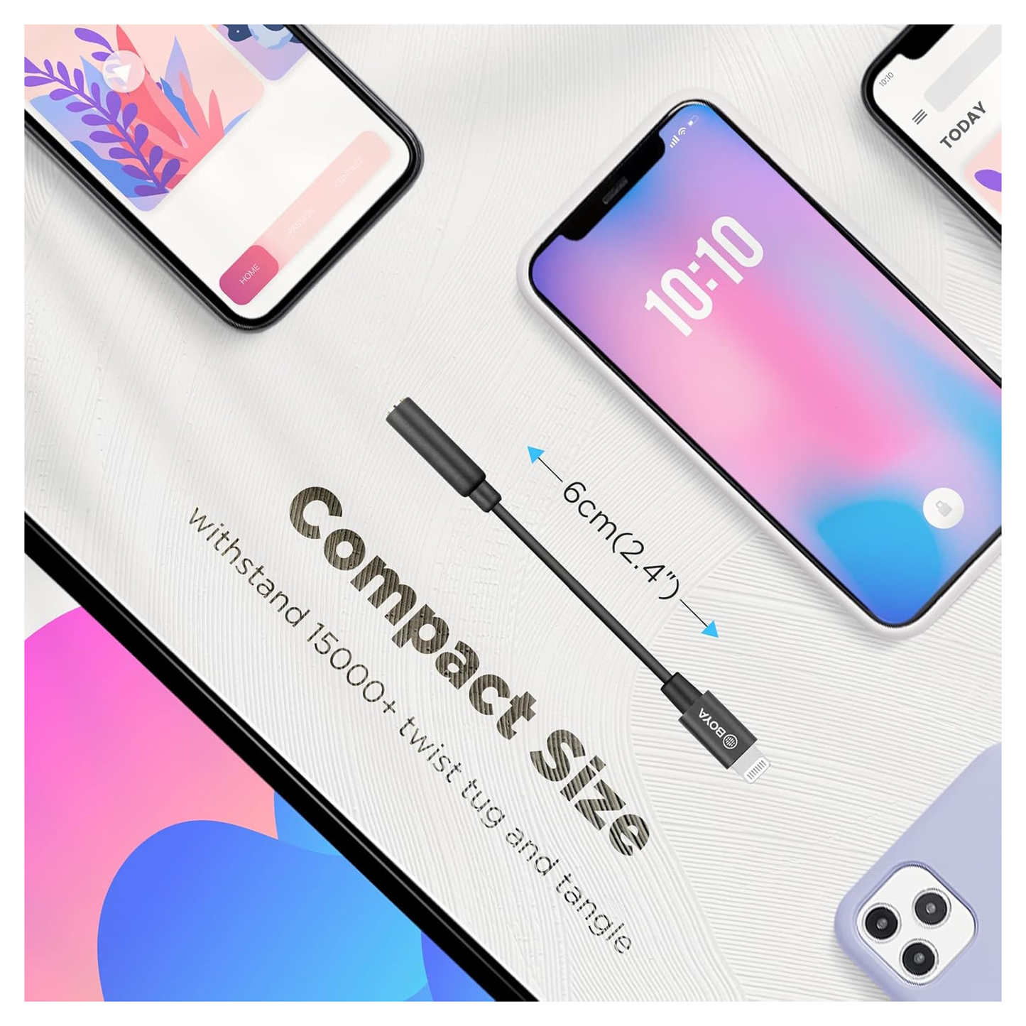 كابل محول صوت BOYA BY-K3 TRRS أنثى إلى Lightning ذكر مقاس 3.5 مم 