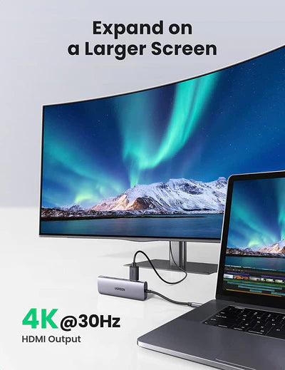 70410 / موزع من USB-C إلى 3xUSB3.0-A+HDMI+TF/SD+PD  