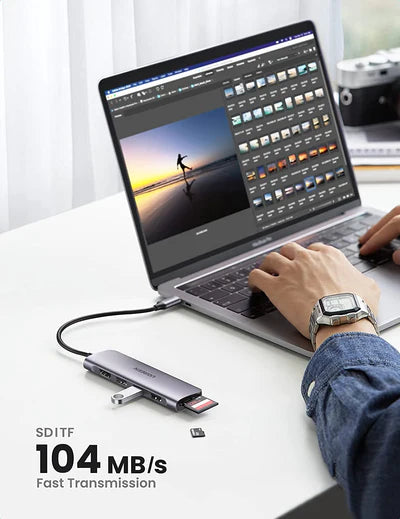 70410 / موزع من USB-C إلى 3xUSB3.0-A+HDMI+TF/SD+PD  